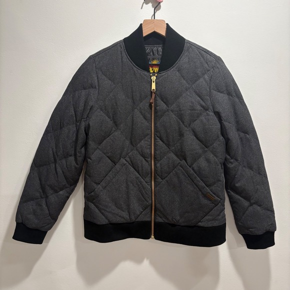 Eddie Bauer 1936 Skyliner Down Jacket Women L Charcoal Grey Quilted Bomber Coat